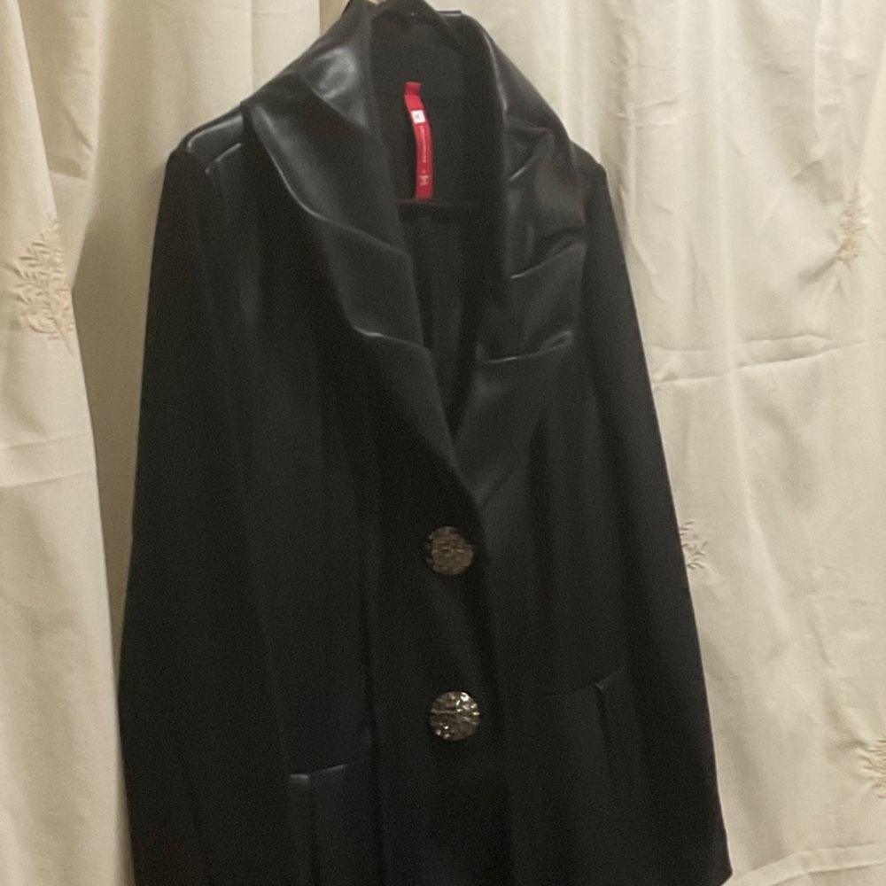 IC COLLECTION Black Trench Coat with Silver Buttons